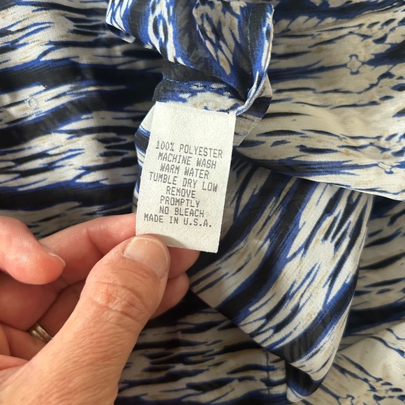 Soft Surroundings Navy and White Patterned Sheer Tunic Blouse Top Size XL - Picture 7 of 7